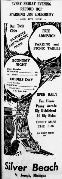 Silver Beach Amusement Park - 22 June 1962 Ad (newer photo)